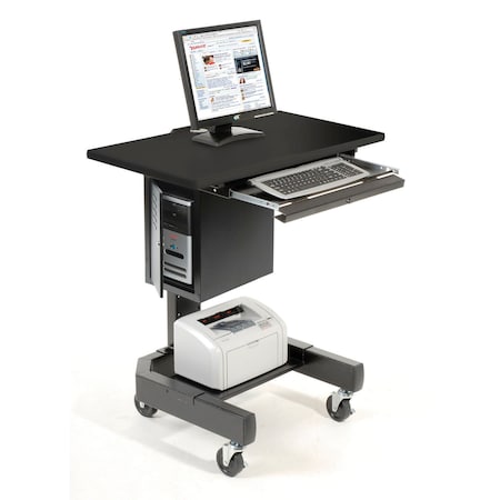 Global Industrial Mobile Computer Cart, 27inW x 24-1/2inD x 41inH, Black 309235BK